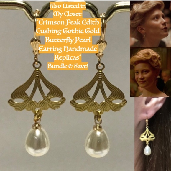 Crimson Peak Lady Edith Sharpe Gothic Ruby Earrings, Handmade Replicas - Picture 14 of 14